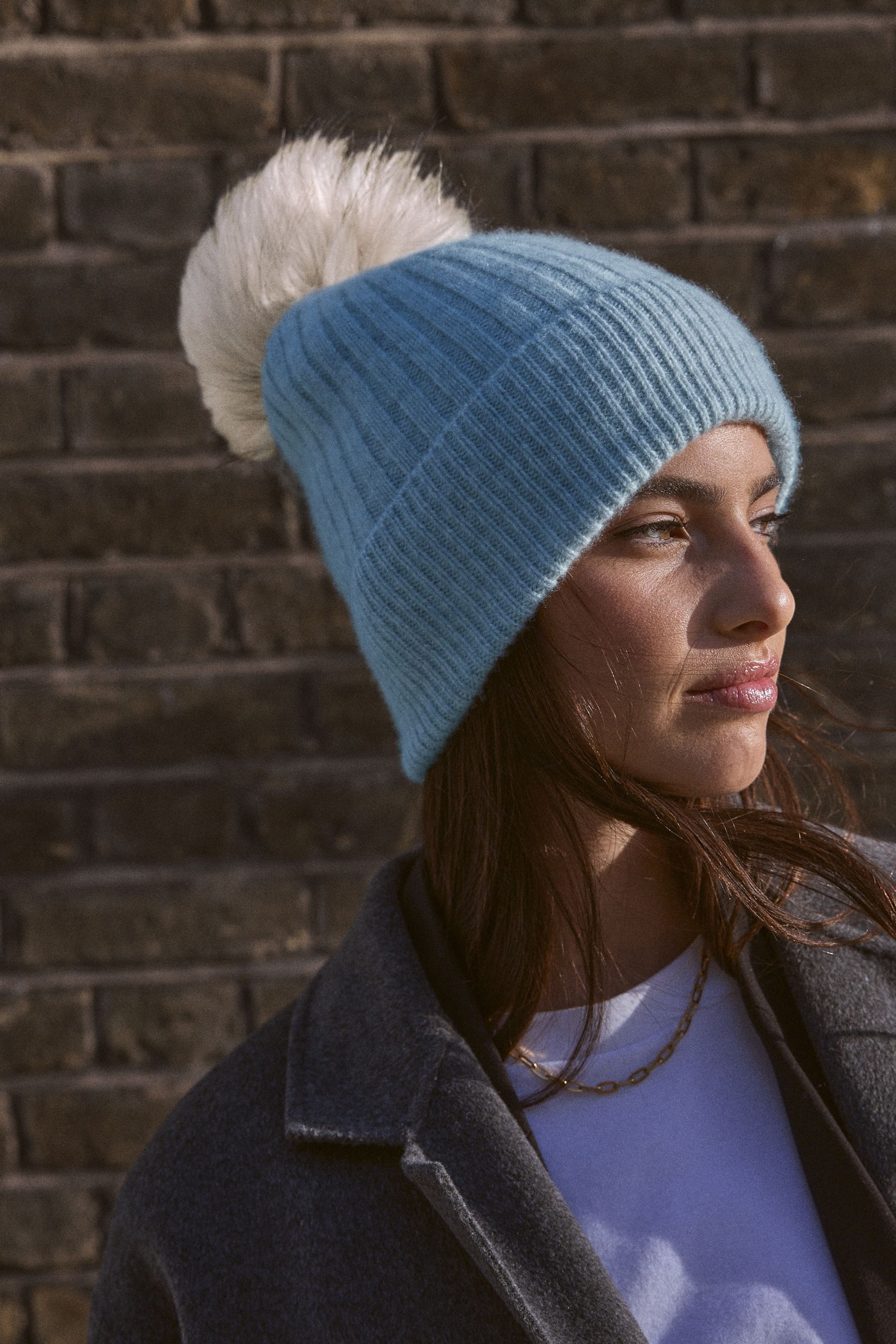 Buy Blue 100 Cashmere Knitted Pom Hat from the Next UK online shop