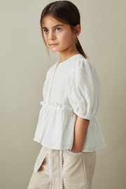 Reiss Ivory Matty Puff Sleeve Peplum Top - Image 2 of 4