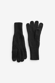 Black Cable Knit Gloves - Image 1 of 4