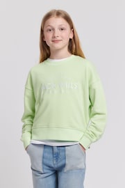 Jack Wills Loose Fit Girls Green Huntston Crew Sweatshirt - Image 1 of 7