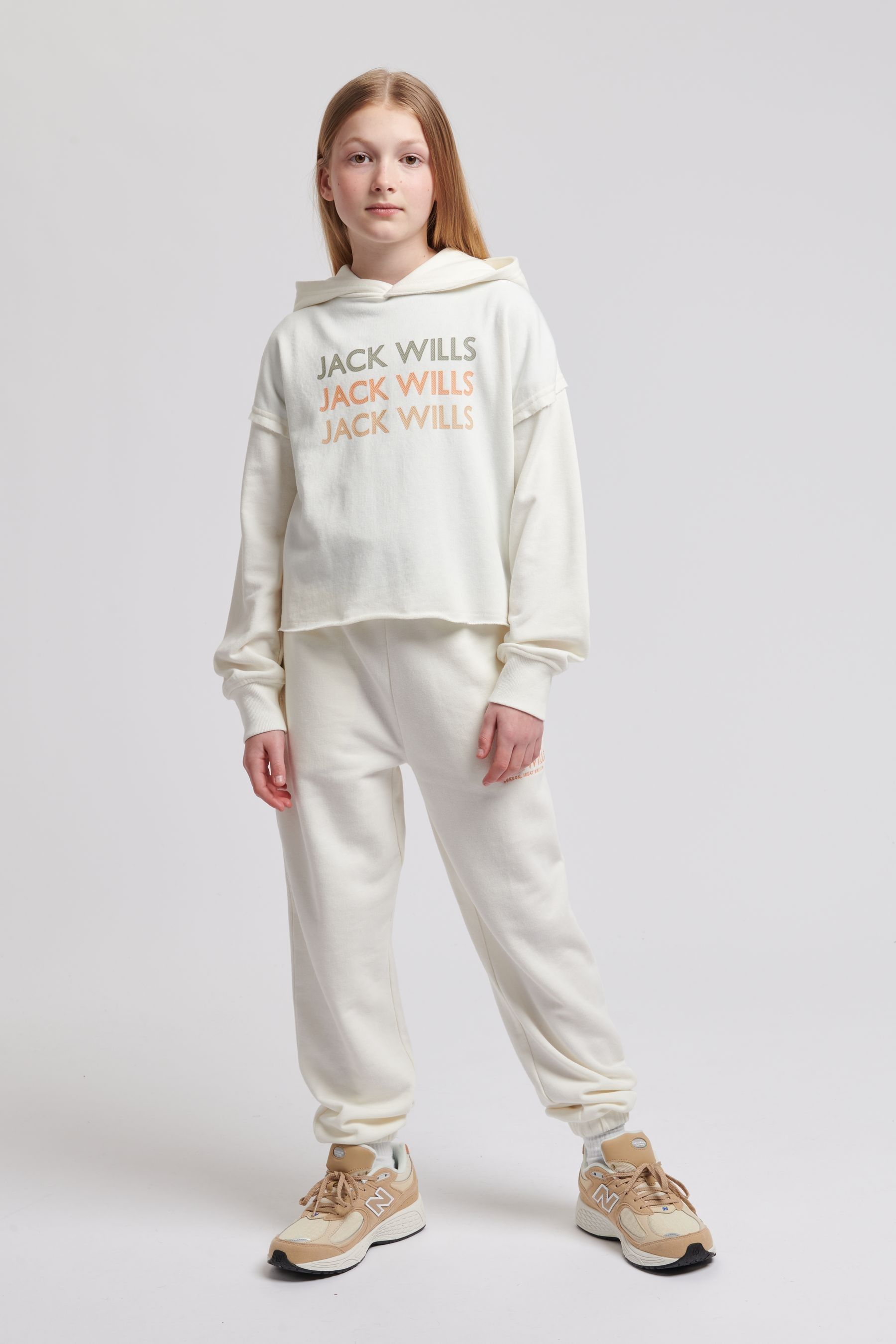 Buy Jack Wills Loose Fit Girls Repeat Logo 100 Cotton White Hoodie from Next United Arab Emirates