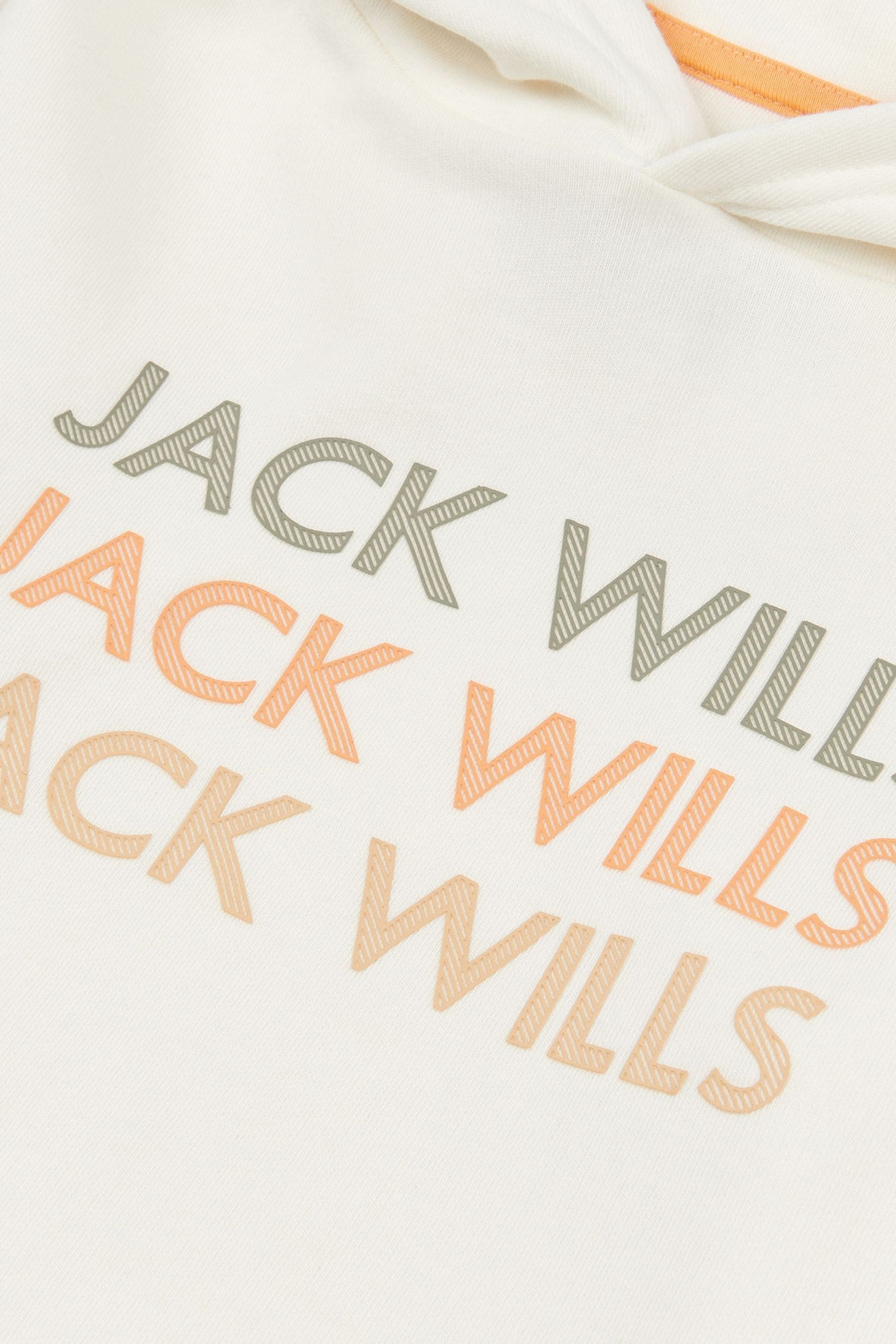 Jack Wills Loose Fit Girls Repeat Logo 100 Cotton White Hoodie