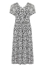 Live Unlimited Curve Mono Curl Print Jersey Short Sleeve Black Midi Dress - Image 5 of 6