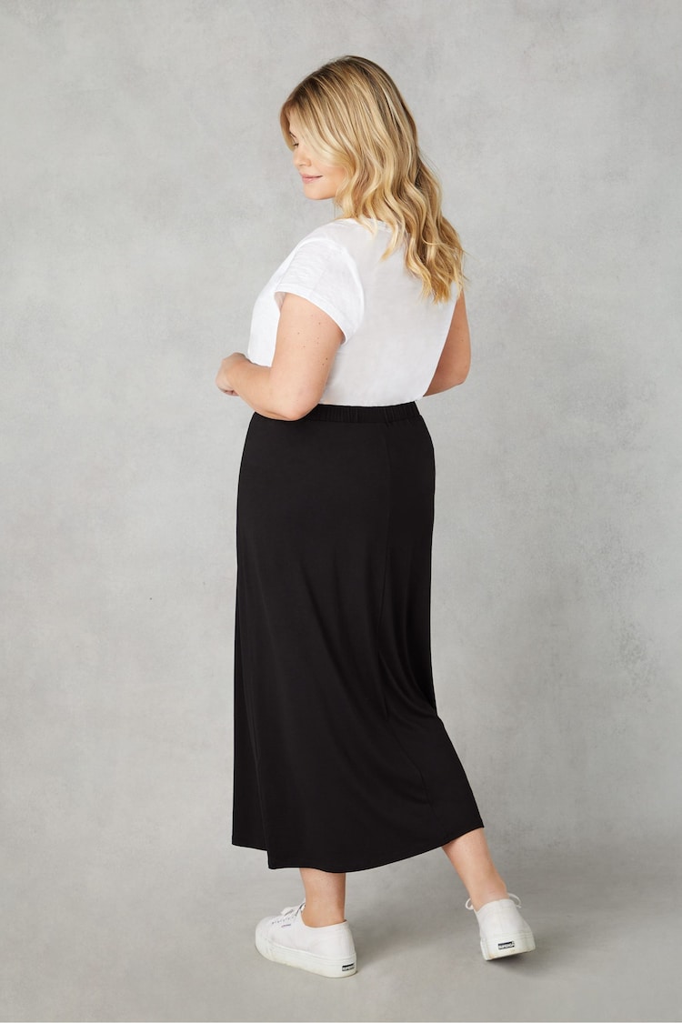 Live Unlimited Black Curve Jersey Midi Skirt - Image 2 of 6