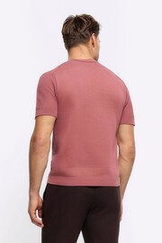 River Island Pink Textured Knitted T-Shirt - Image 2 of 4