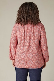 Live Unlimited Red Paisley Print Shirred Neck Blouse - Image 3 of 7