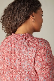 Live Unlimited Red Paisley Print Shirred Neck Blouse - Image 5 of 7