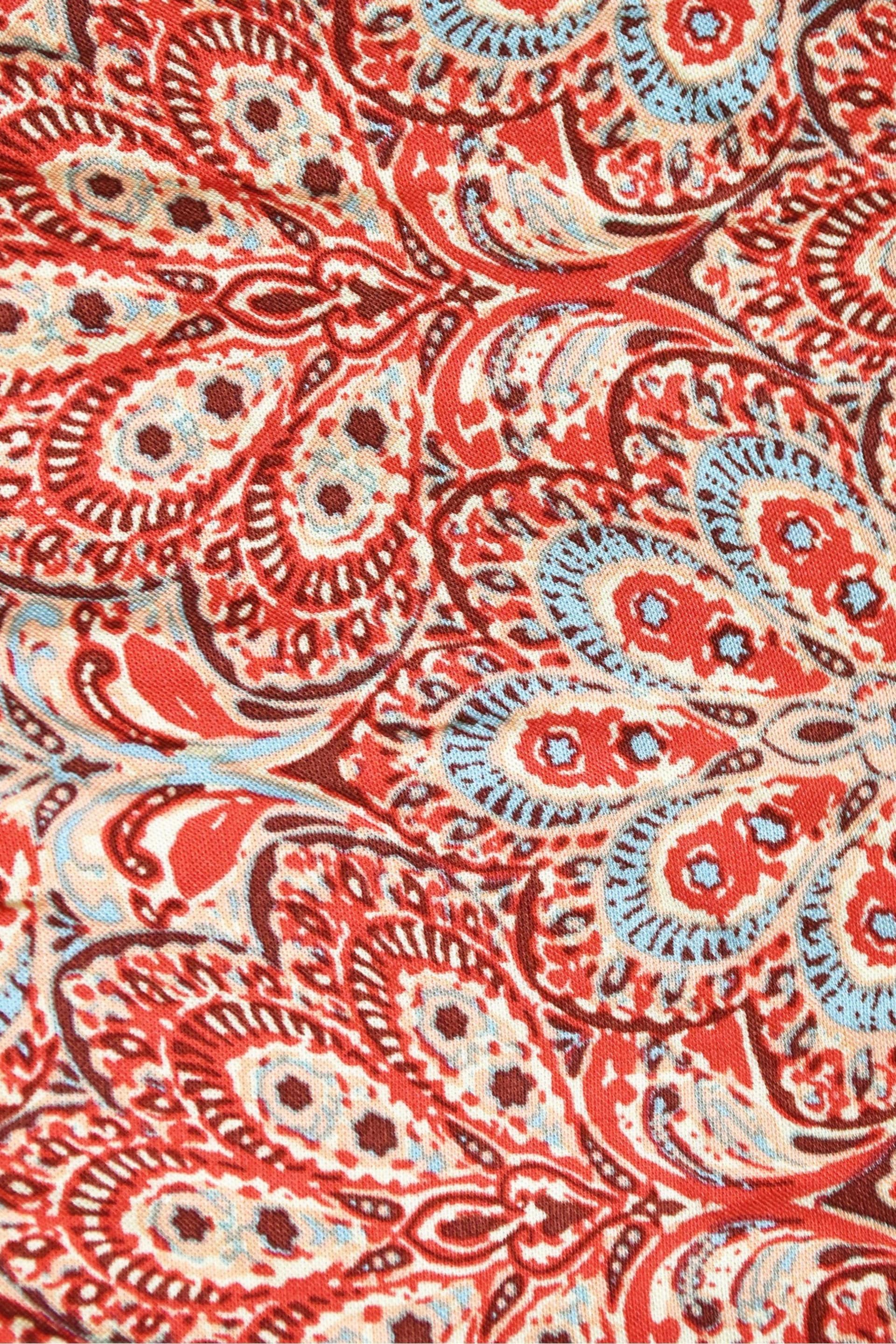 Live Unlimited Red Paisley Print Shirred Neck Blouse - Image 7 of 7