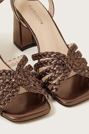 Monsoon Silver/Brown Plaited Block Heel Sandals - Image 3 of 3