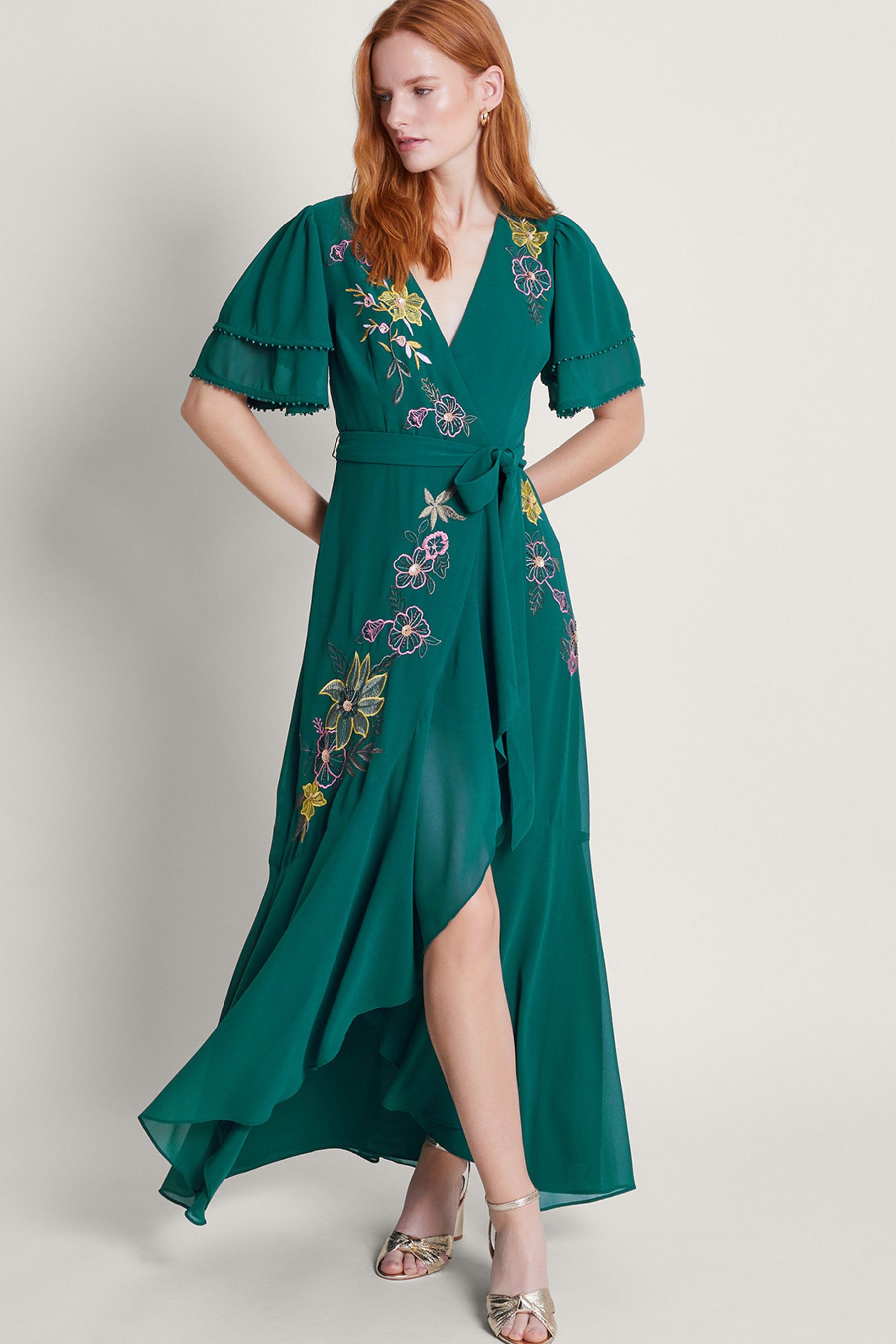 Buy Monsoon Green Wanda Floral Embellished Dress from Next Luxembourg