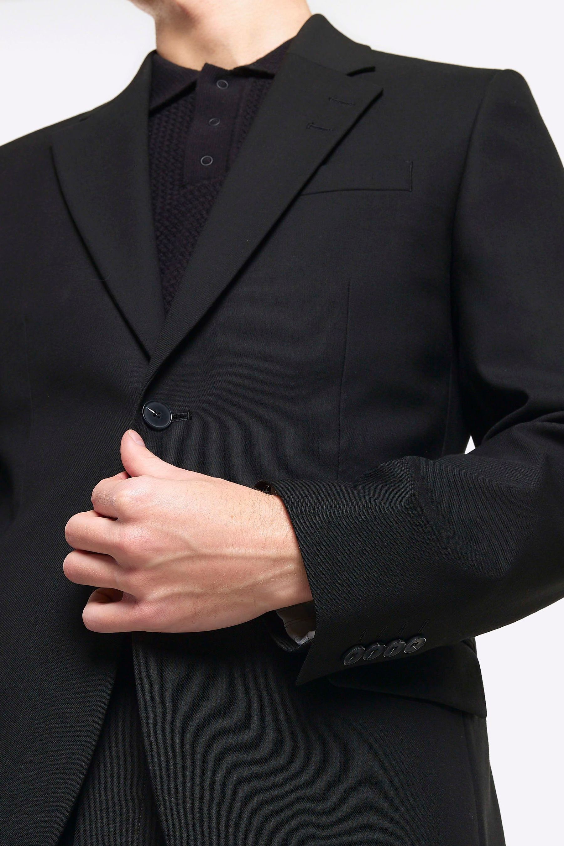 Buy River Island Black Slim Single Breasted Suit Jacket from Next Oman