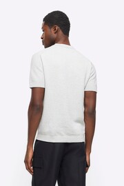 River Island Grey Textured Knitted T-Shirt - Image 2 of 4