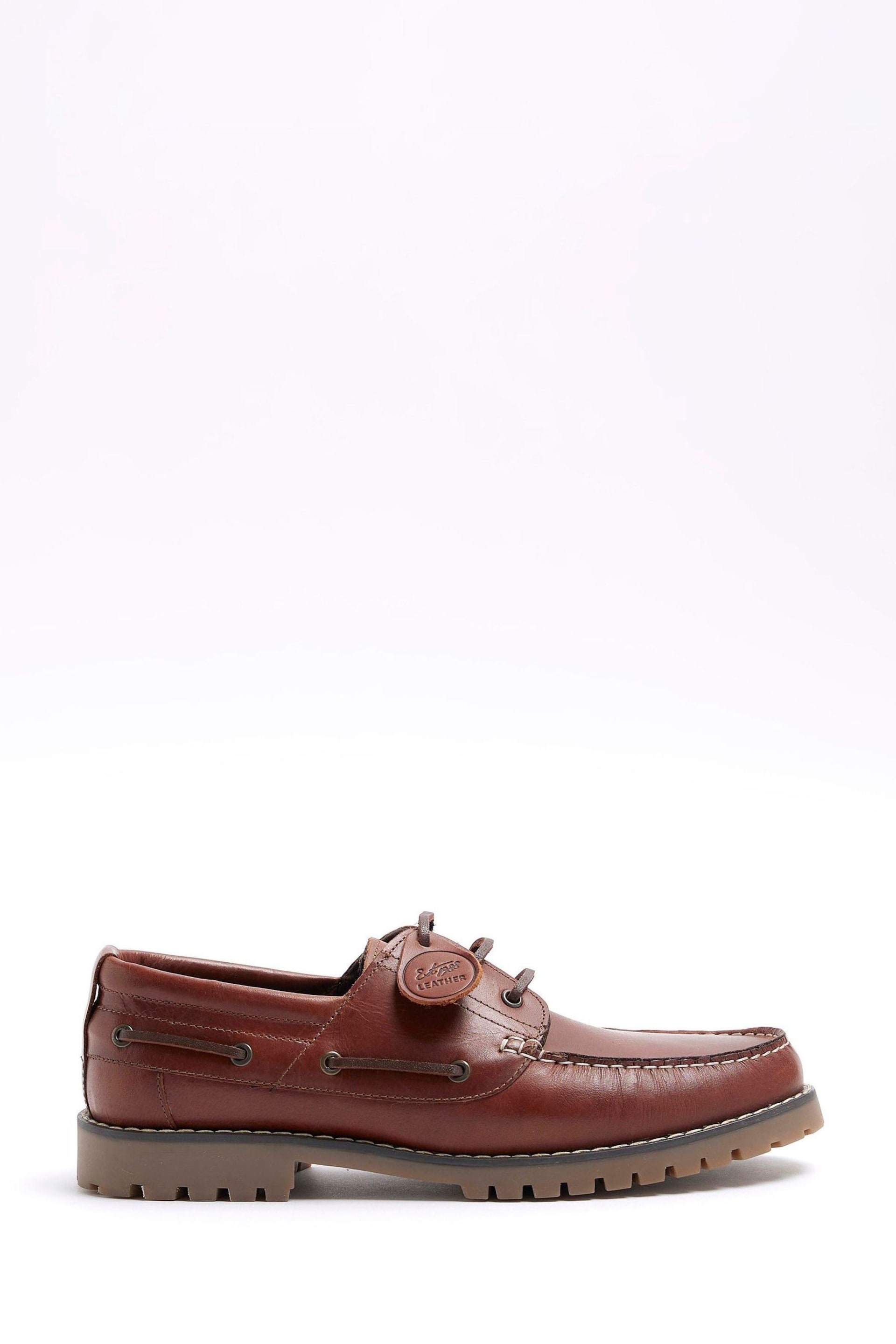 River Island Brown Leather Boat Shoes - Image 1 of 4