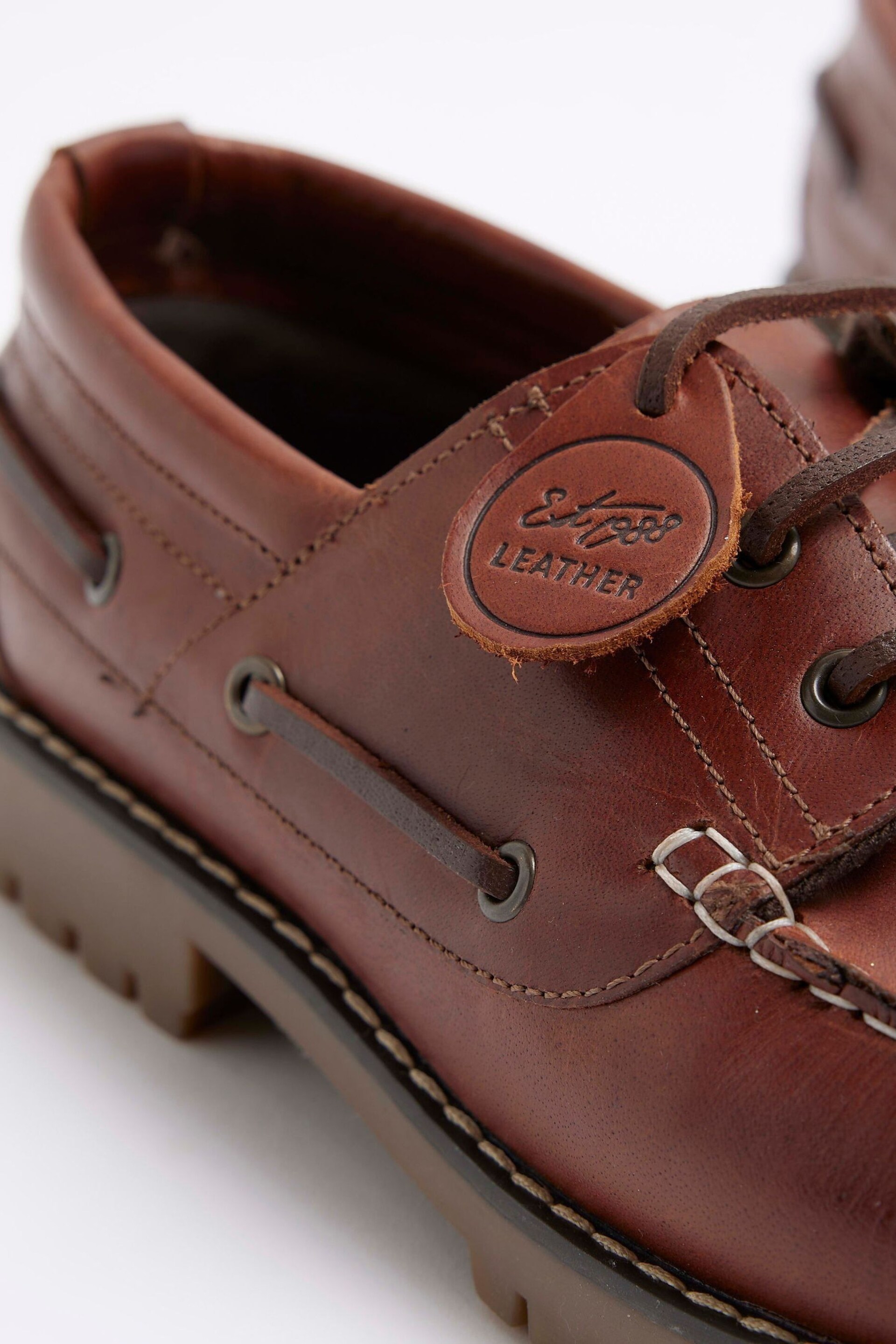 River Island Brown Leather Boat Shoes - Image 4 of 4