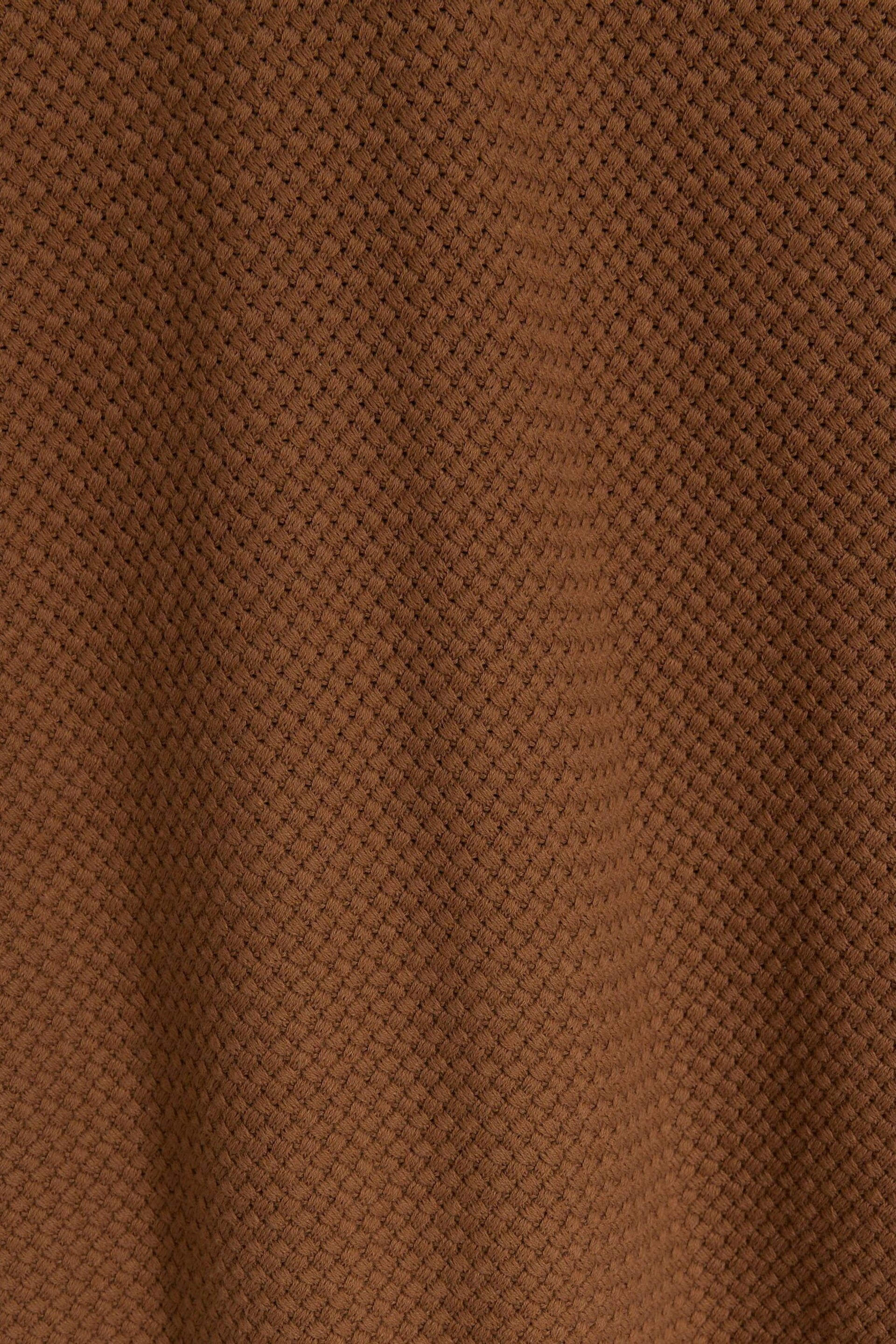 River Island Brown Textured Knitted Polo Shirt - Image 4 of 4