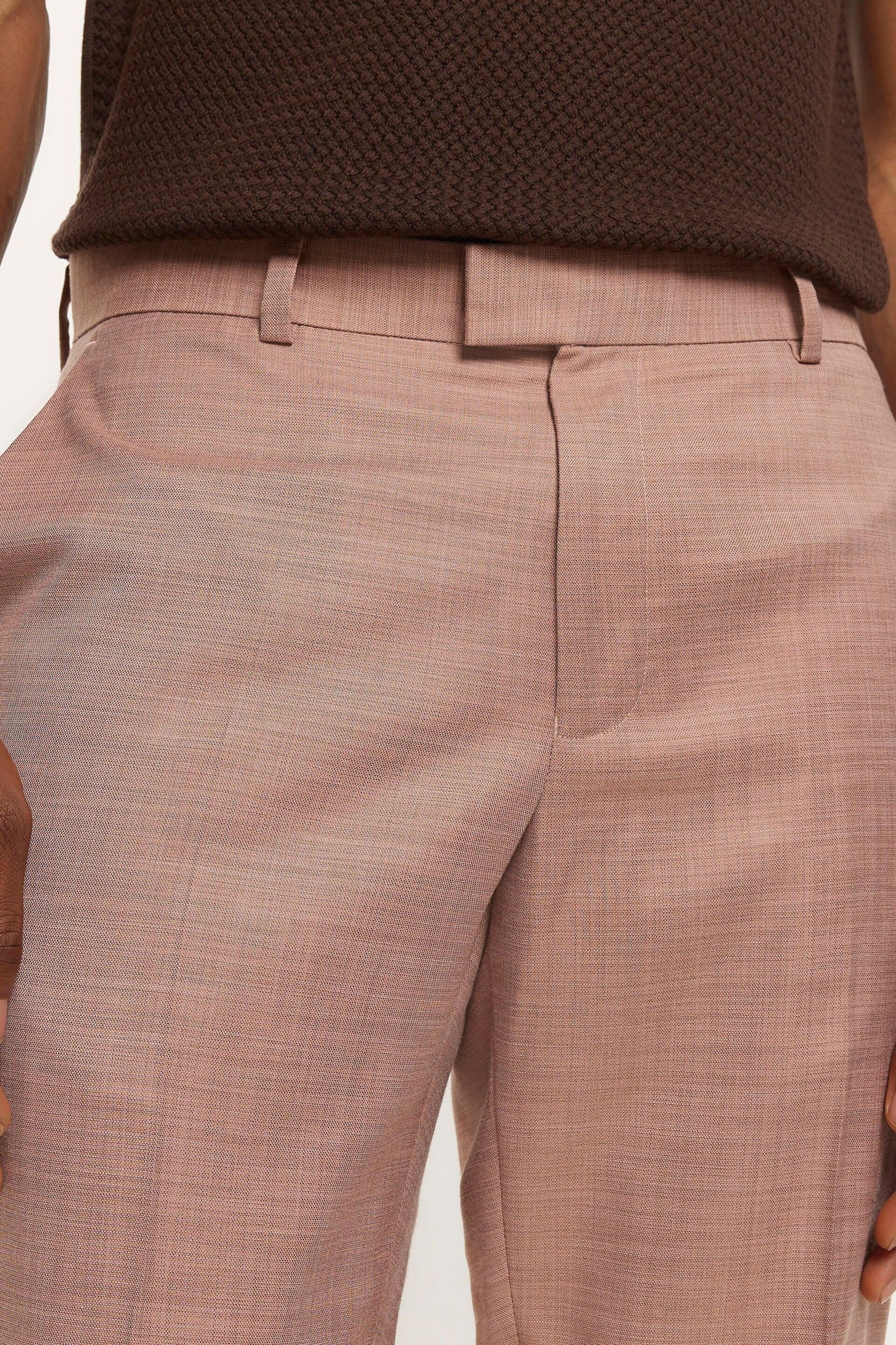 River Island Pink Slim Fit Textured Suit Trousers - Image 3 of 4