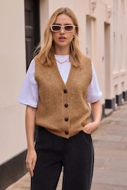 Camel Button Front Knitted Waistcoat - Image 4 of 8