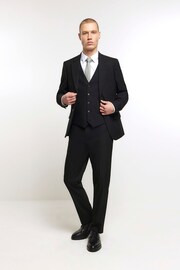 River Island Black Plain Suit Waistcoat - Image 1 of 4