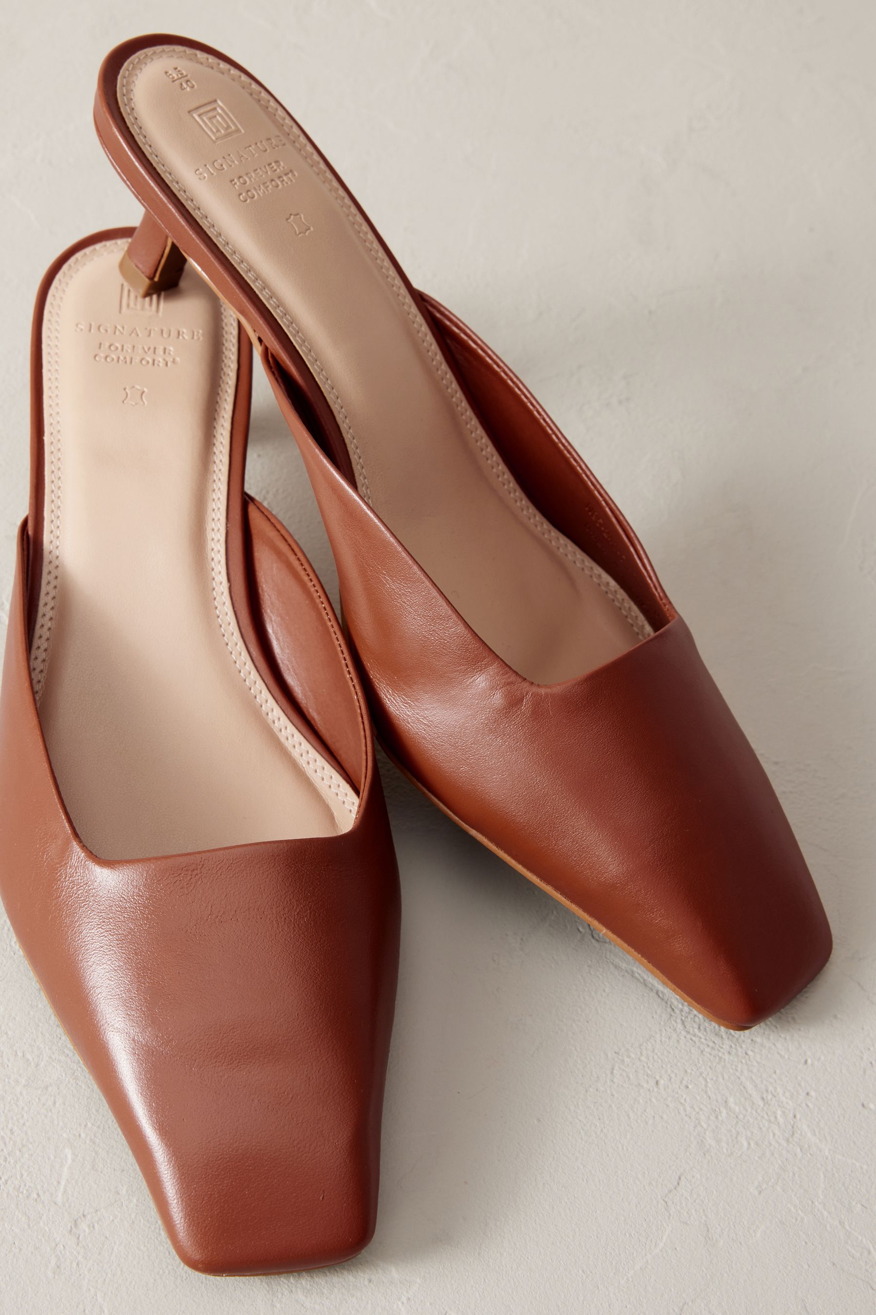 Brown leather mules womens cheap