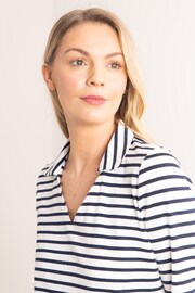 Lakeland Clothing Daisy V-Neck Collared Stripe White Jersey Top - Image 6 of 6