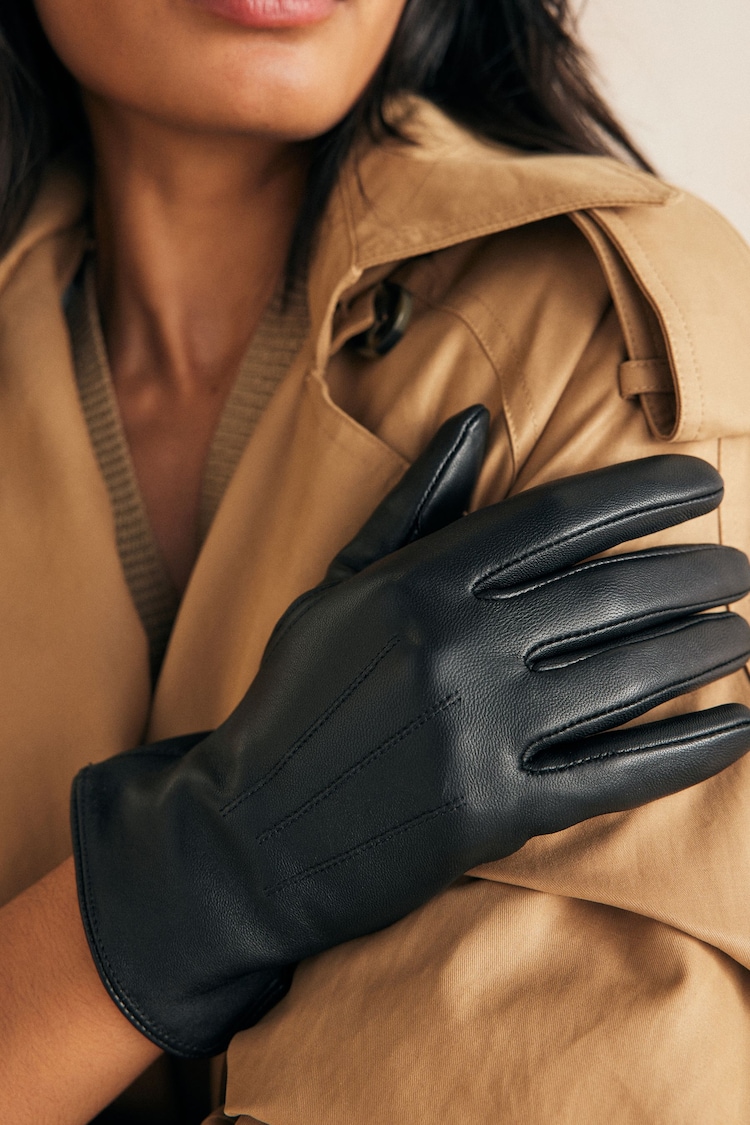 Black Leather Gloves - Image 2 of 4