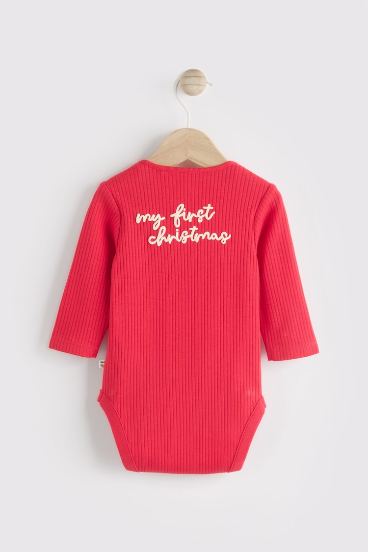 Red Baby 'My First Christmas' 100% Cotton Bodysuit - Image 2 of 7