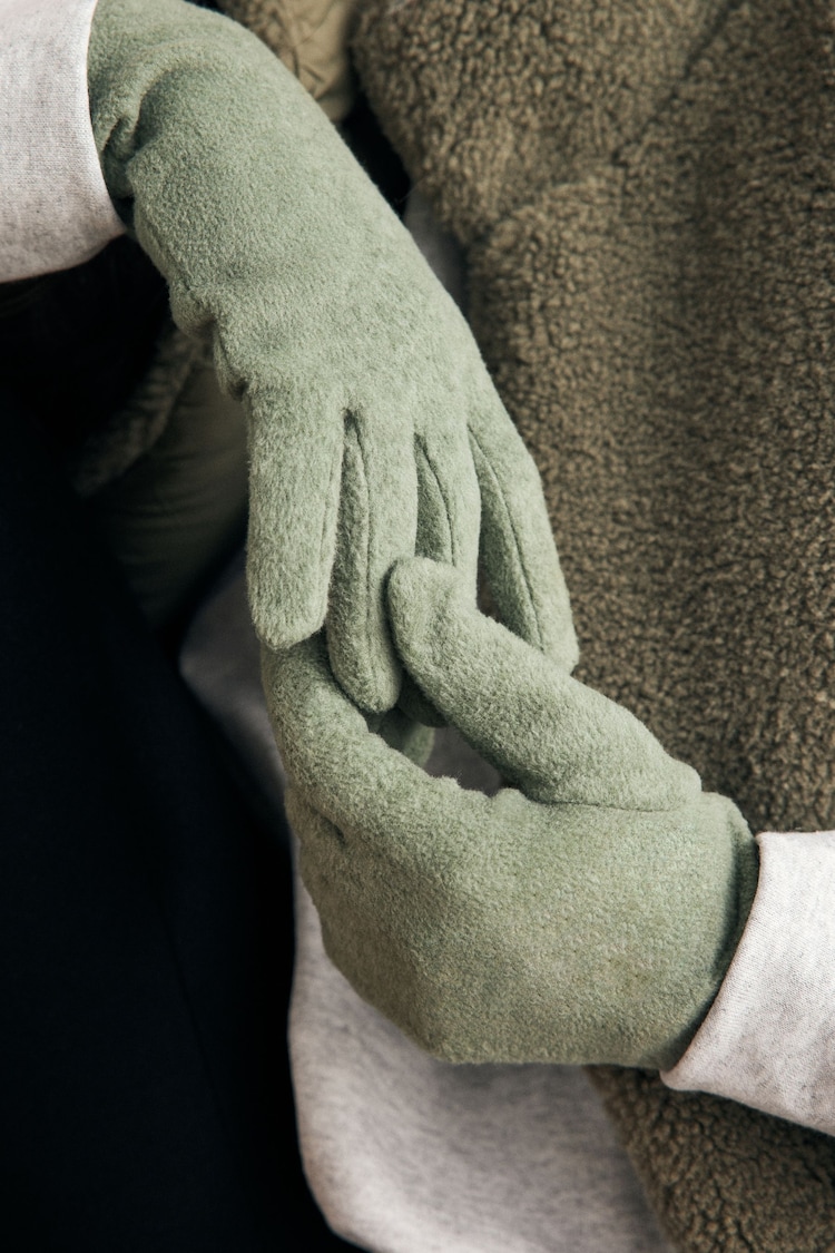 Khaki Green Fleece Gloves - Image 2 of 5