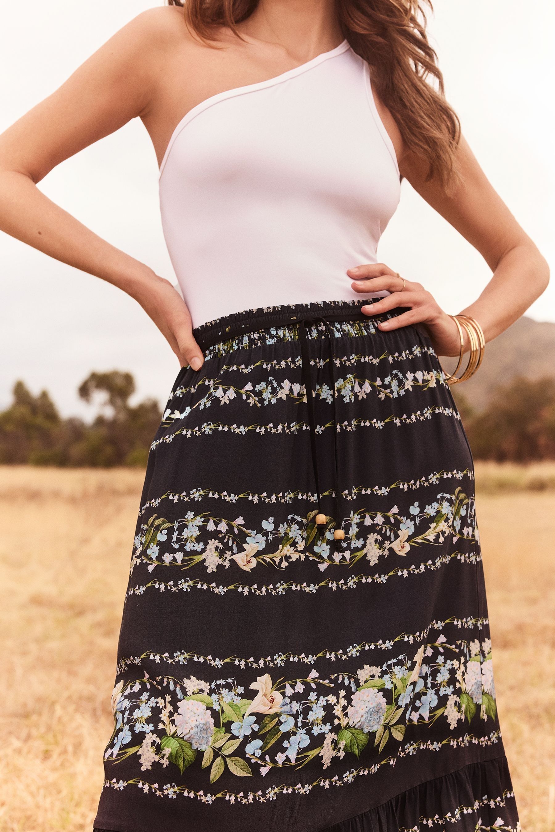 Lipsy boho maxi tiered skirt clearance