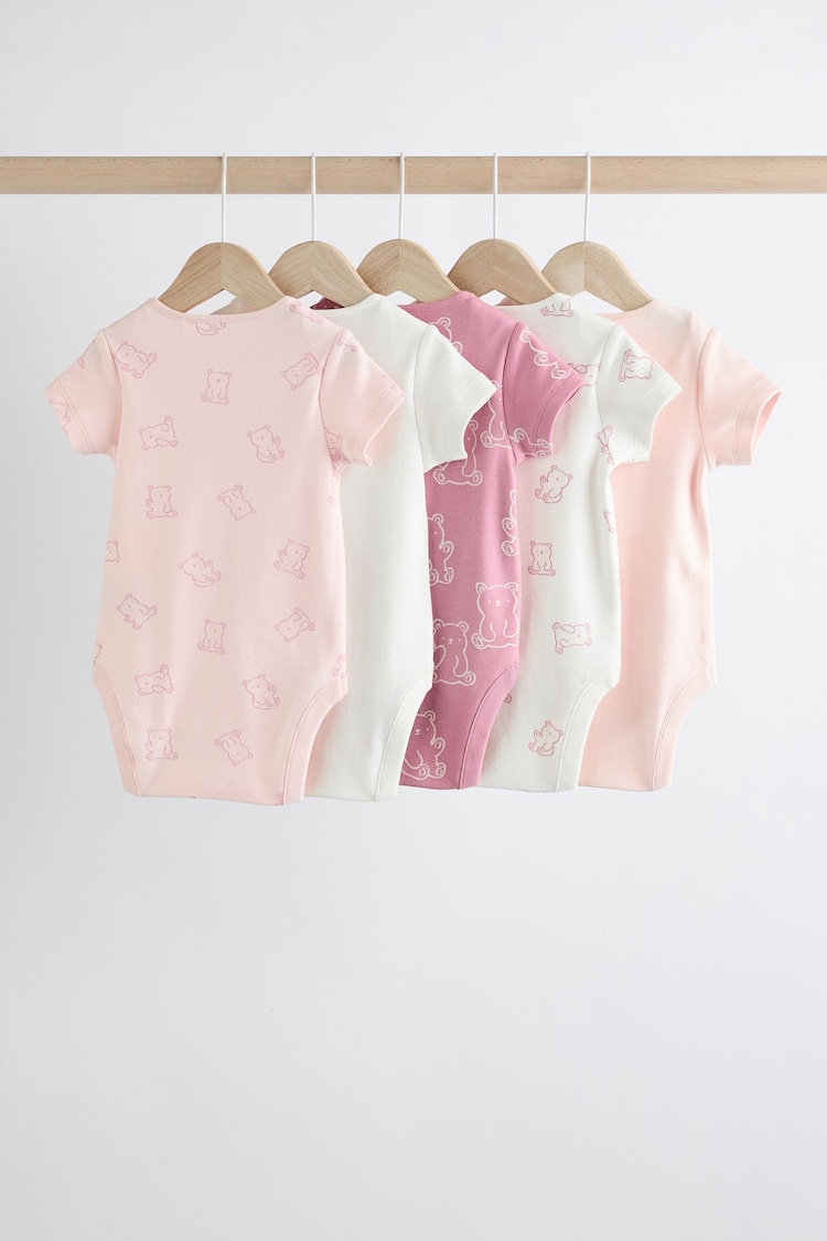 Pink Baby 100% Cotton Bodysuits 5 Pack - Image 2 of 12