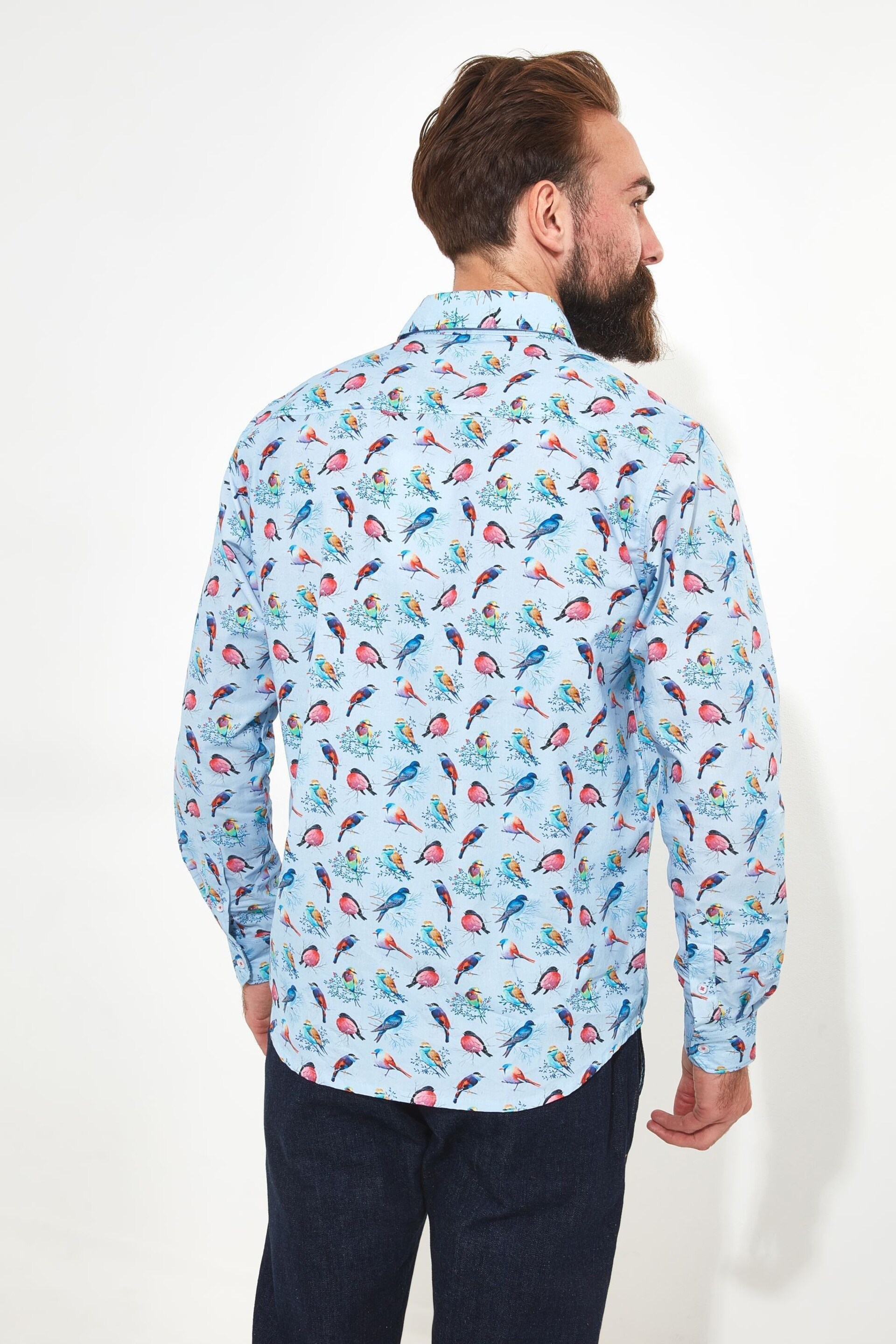 Joe Browns Blue Bird Print Long Sleeve Shirt - Image 2 of 5