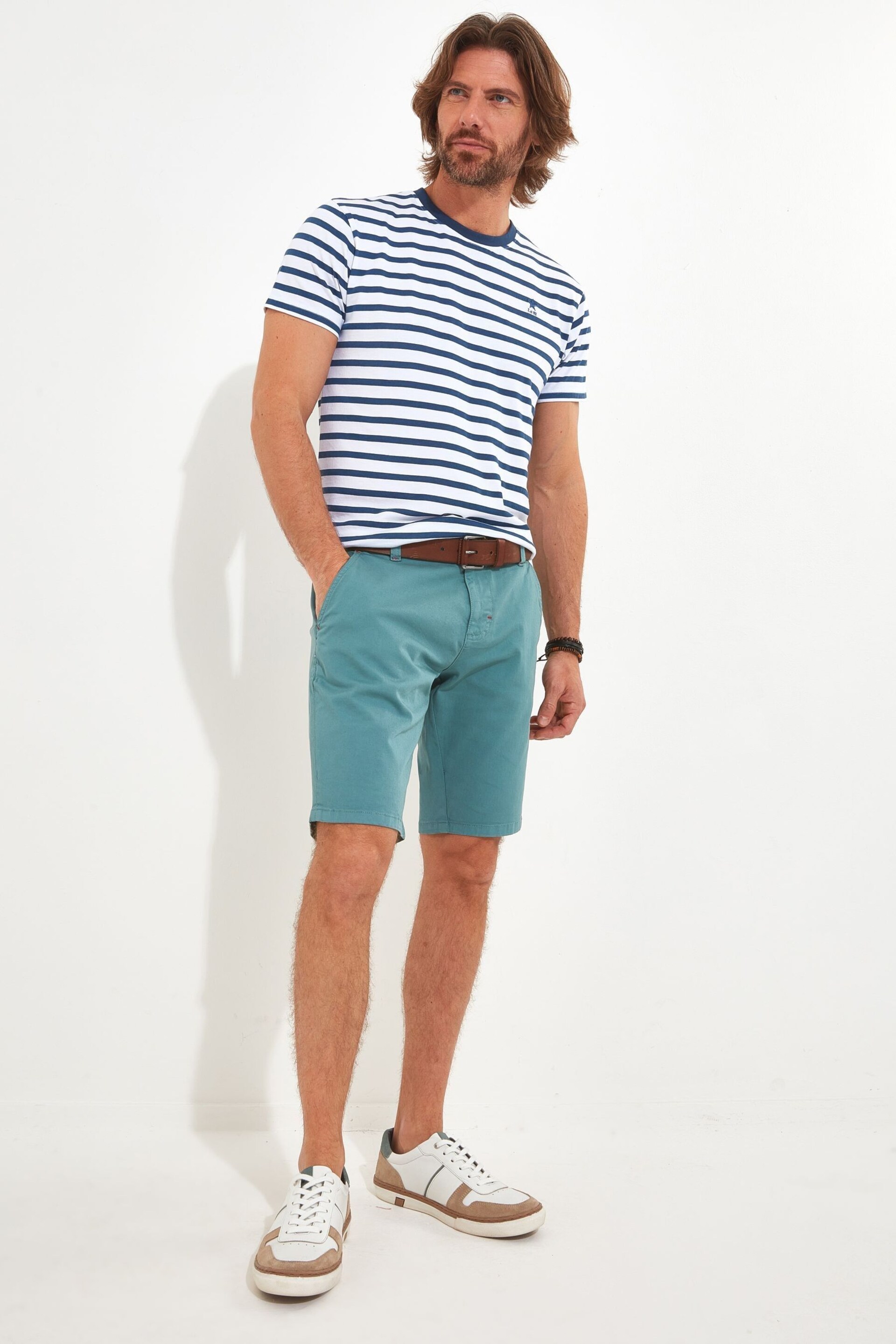 Joe Browns Blue Chrome Washed Chino Shorts - Image 1 of 5