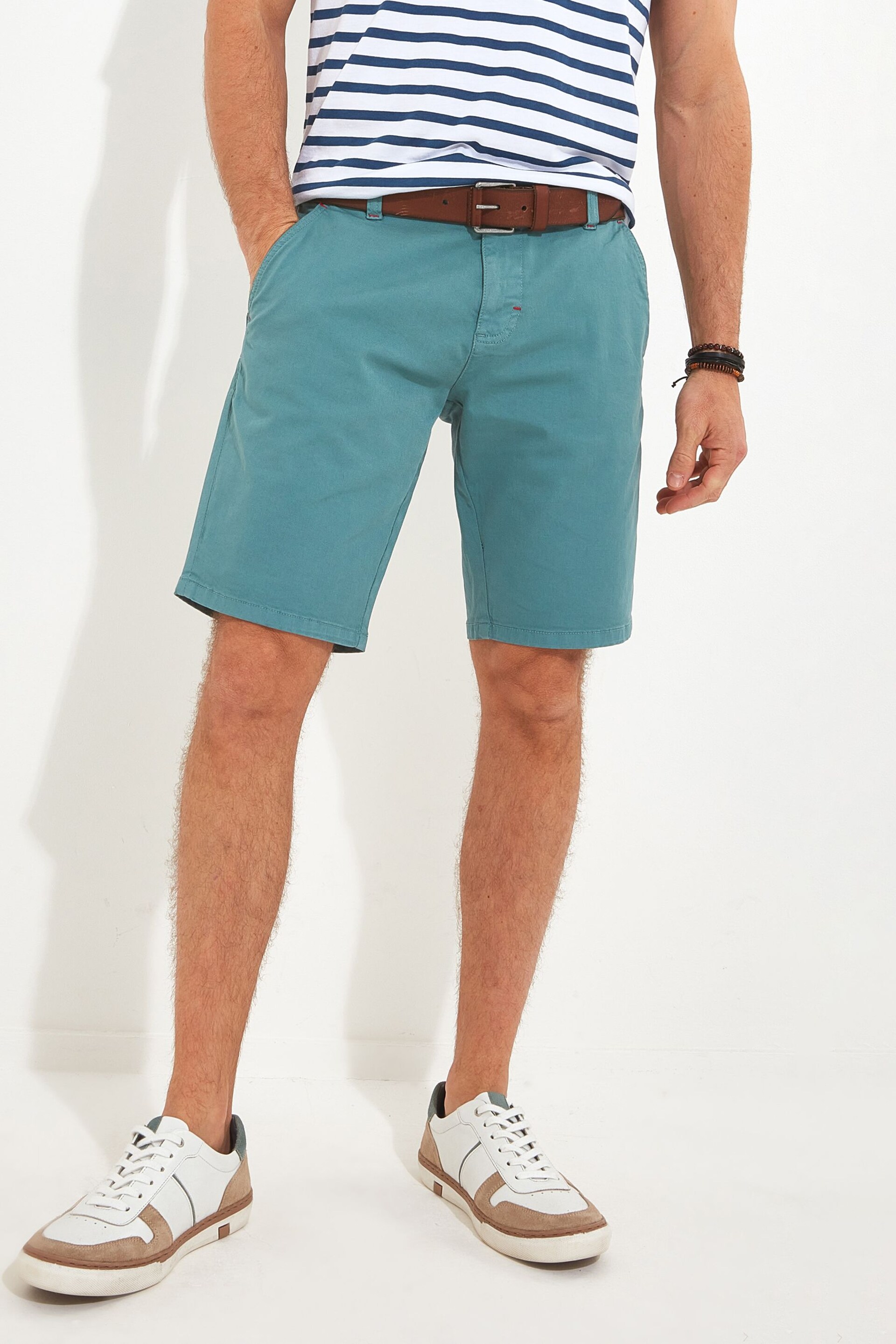 Joe Browns Blue Chrome Washed Chino Shorts - Image 2 of 5