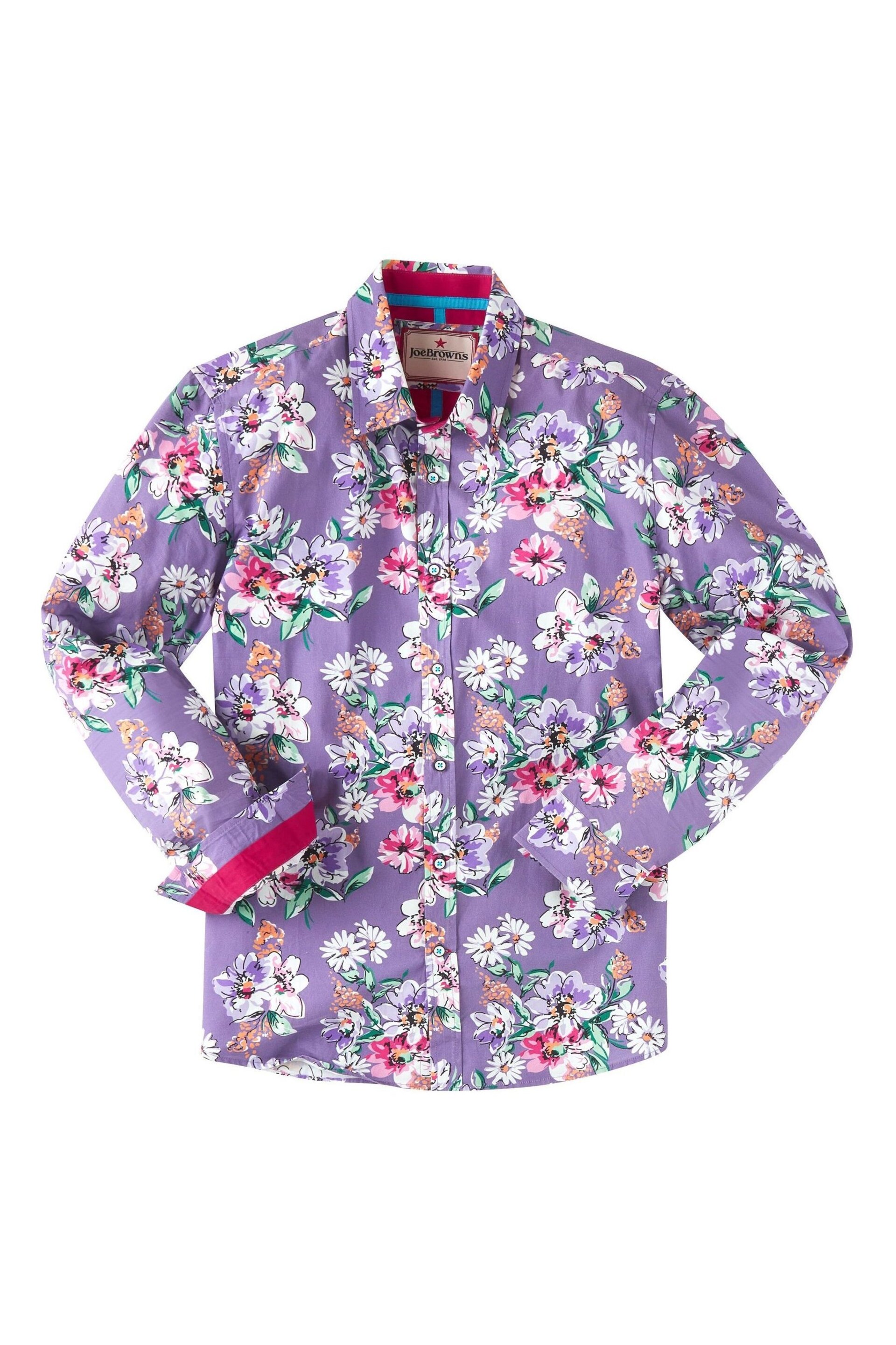 Joe Browns Purple Summer Floral Long Sleeve Shirt - Image 5 of 5