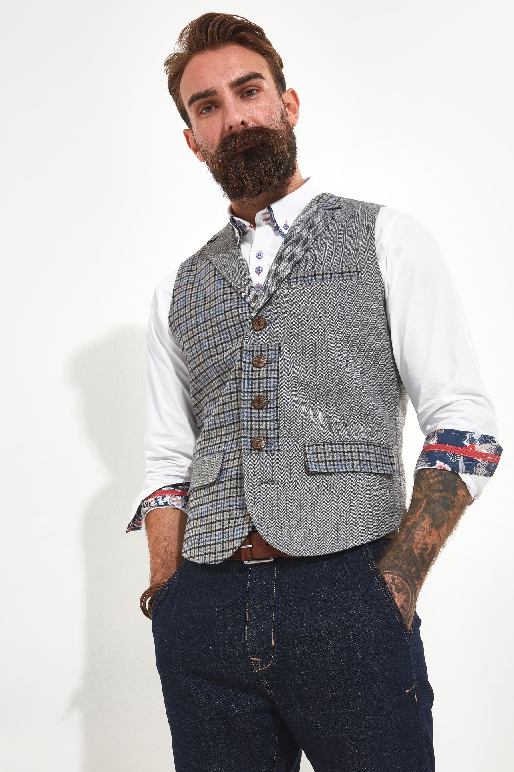 Buy Joe Browns Grey Mix and Match Lapel Waistcoat from Next Luxembourg