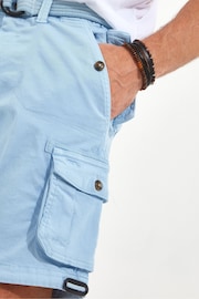 Joe Browns Light Blue Multi Pocket Knee Length Belted Relaxed Fit Camo Cargo Shorts - Image 4 of 5