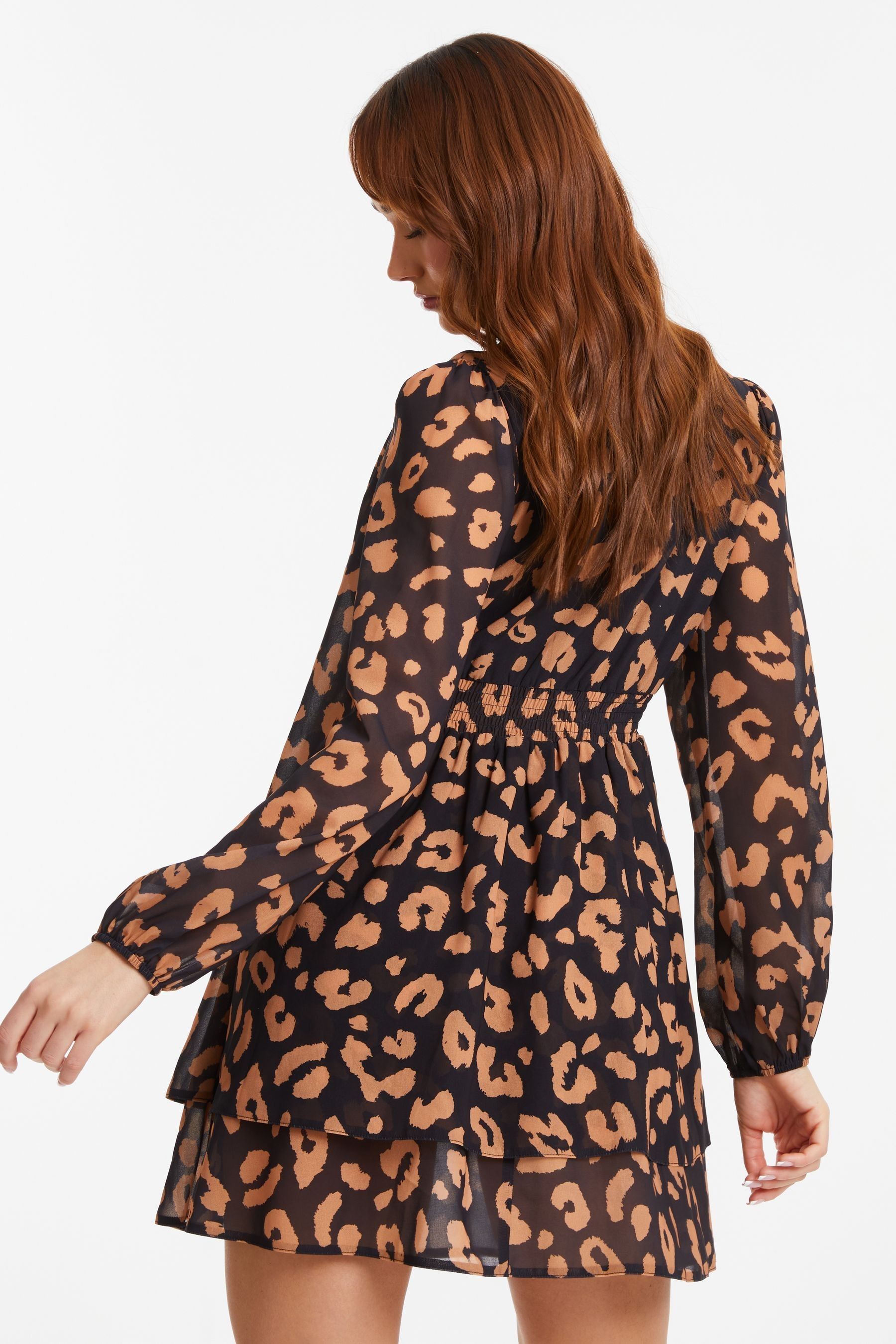 Buy Quiz Black Chiffon Animal Print Skater Dress from Next Luxembourg