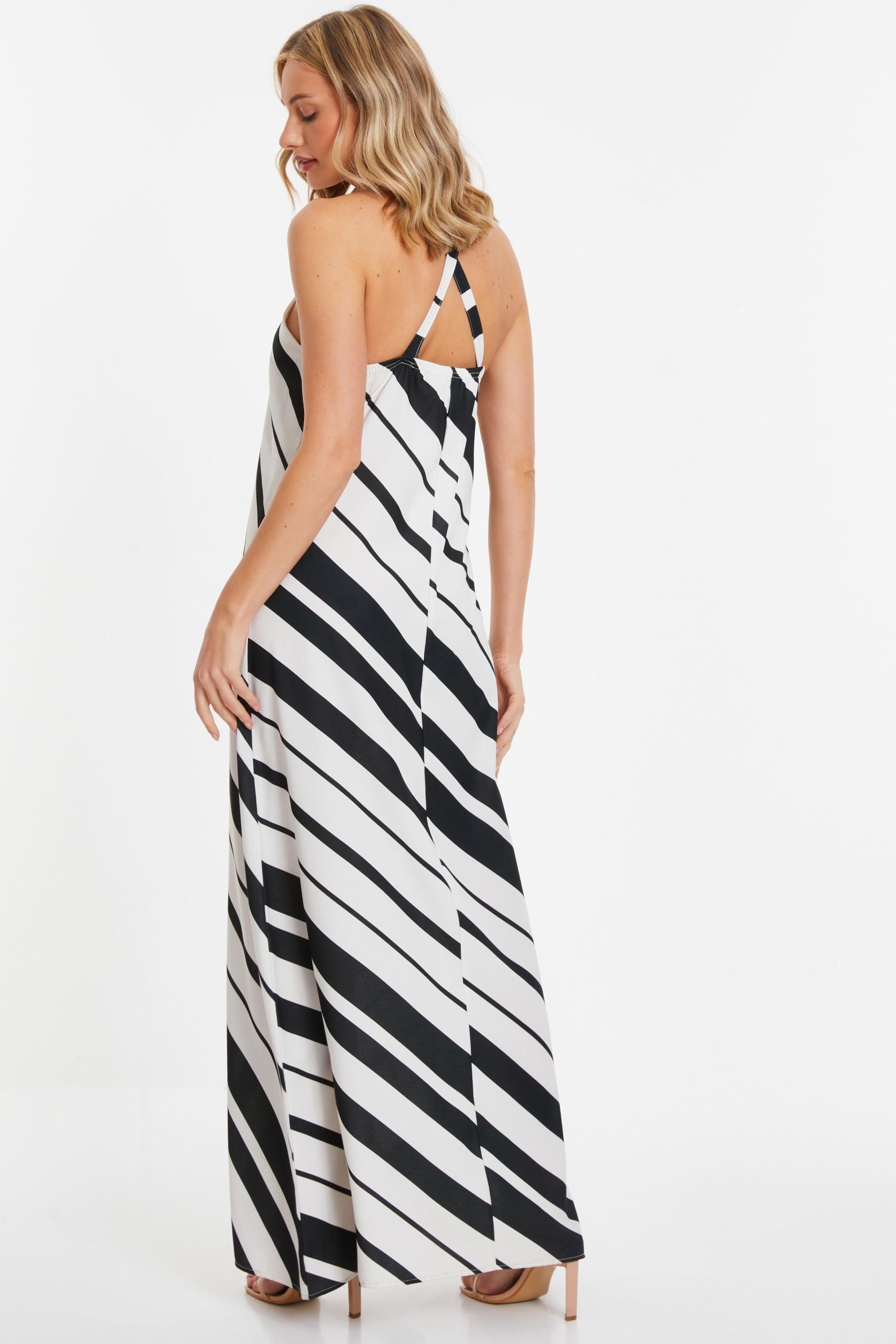 Quiz White Striped Maxi Dress With Keyhole Neck - Image 2 of 4