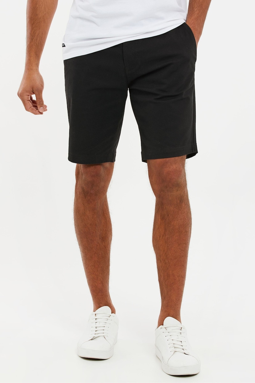 Threadbare Black Slim Fit Cotton Chino Shorts With Stretch - Image 1 of 4