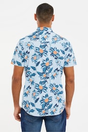 Threadbare Blue Chrome Cotton Print Short Sleeve Shirt - Image 2 of 4