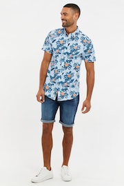 Threadbare Blue Chrome Print Short Sleeve Shirt - Image 3 of 4