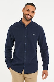 Threadbare Navy Linen Blend Long Sleeve Shirt - Image 1 of 4