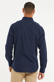 Threadbare Navy Linen Blend Long Sleeve Shirt - Image 2 of 4