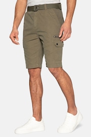 Threadbare Khaki Cotton Blend Belted Cargo Shorts - Image 1 of 4