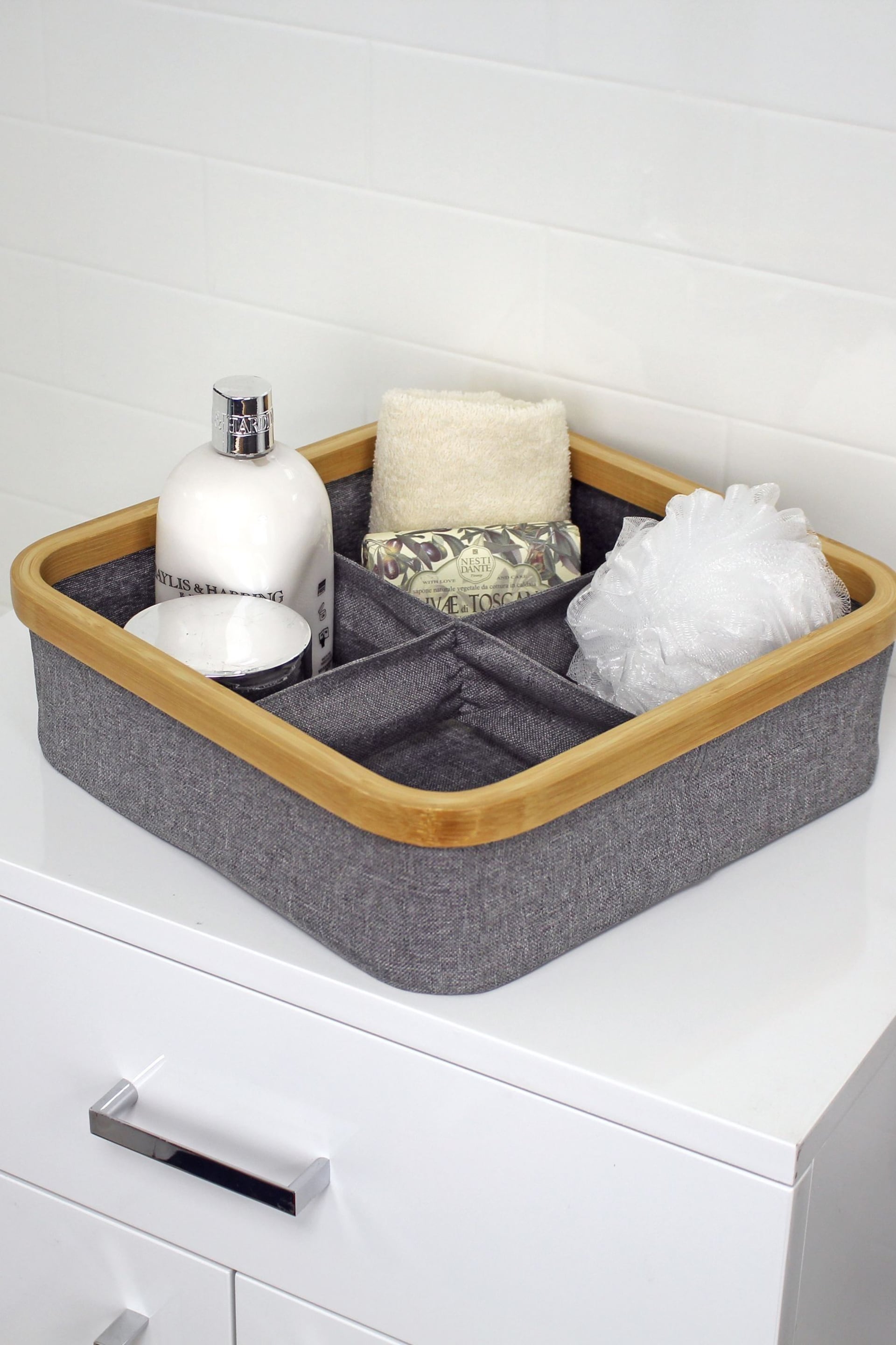 Showerdrape Grey Cotswold Storage Tray with 4 Compartments - Image 1 of 4