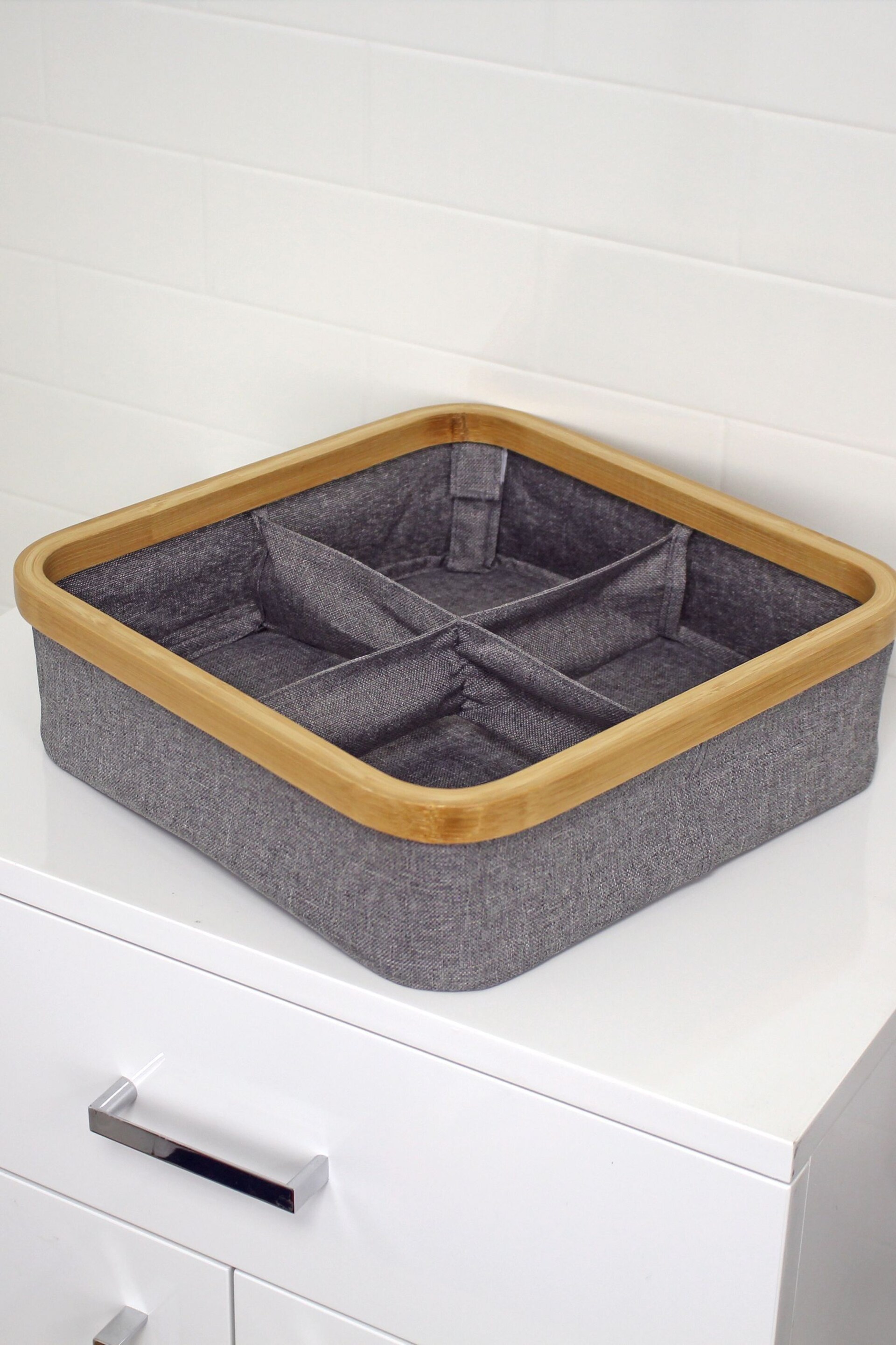 Showerdrape Grey Cotswold Storage Tray with 4 Compartments - Image 2 of 4