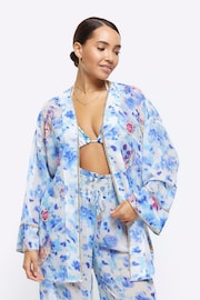 River Island Blue Embellished Tie Dye Kimono Cover-Up - Image 1 of 4