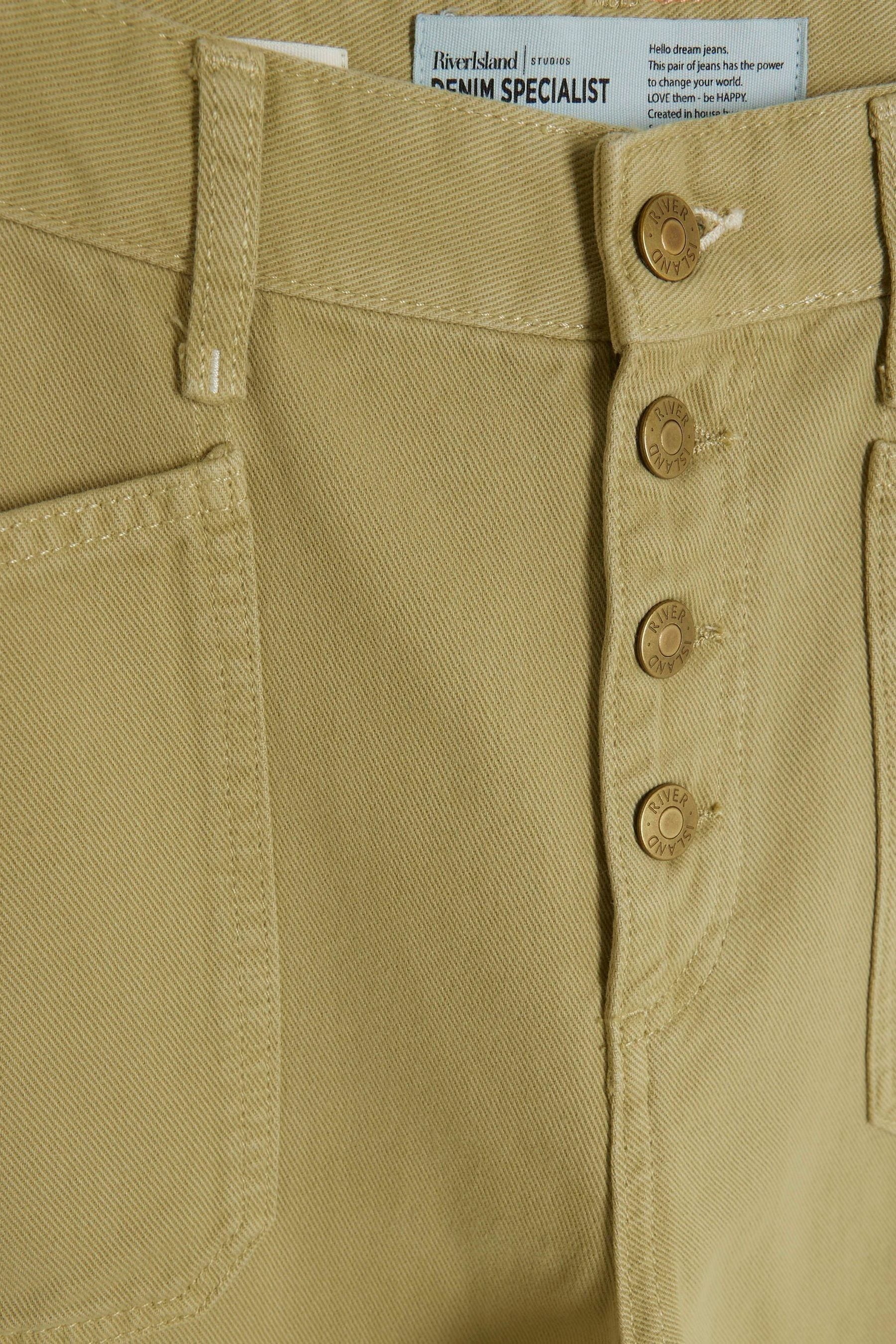 Buy River Island Light Khaki Mid Rise Tapered Barrel Jeans from Next Luxembourg