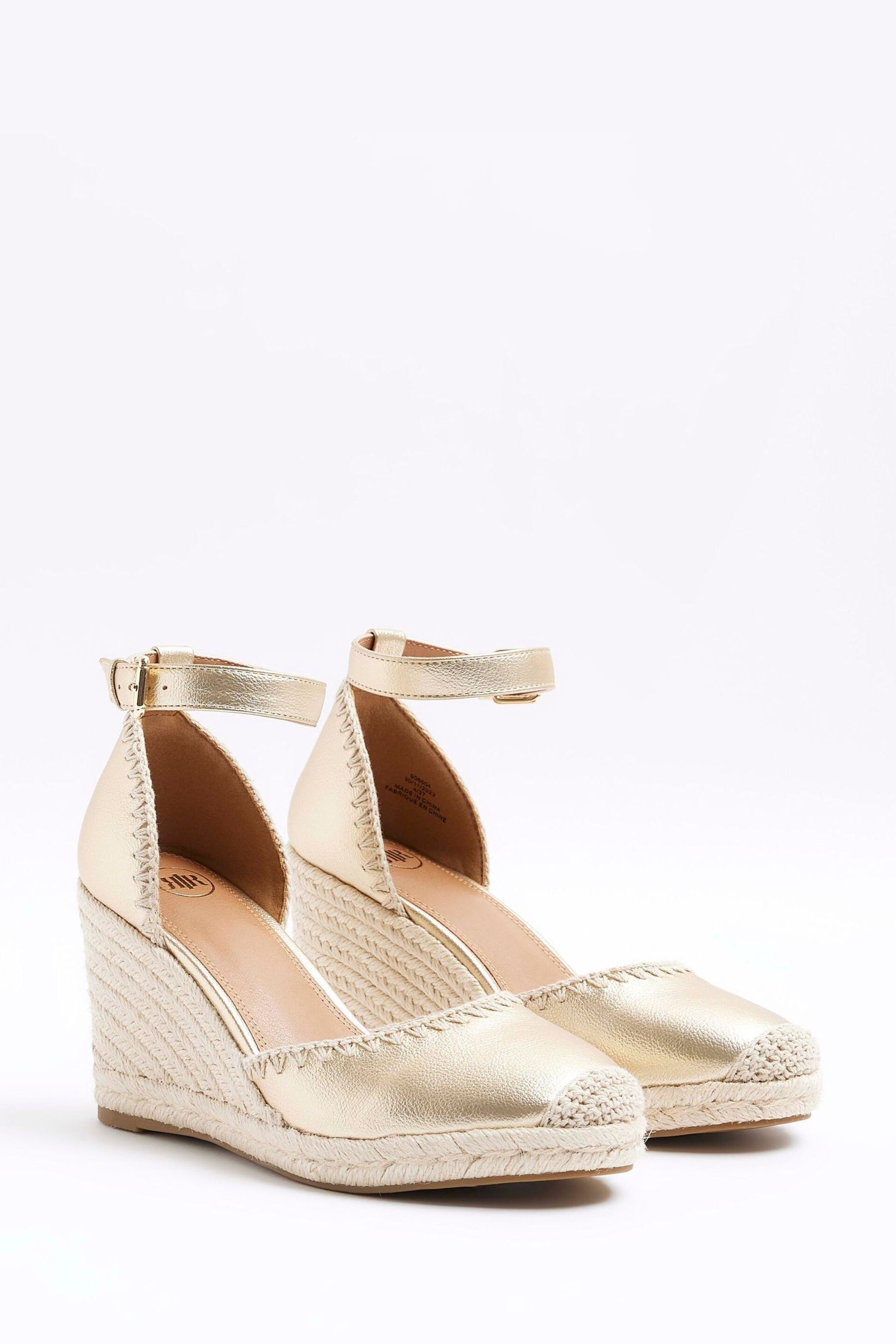 River Island Gold Espadrille Wedge Sandals - Image 4 of 5