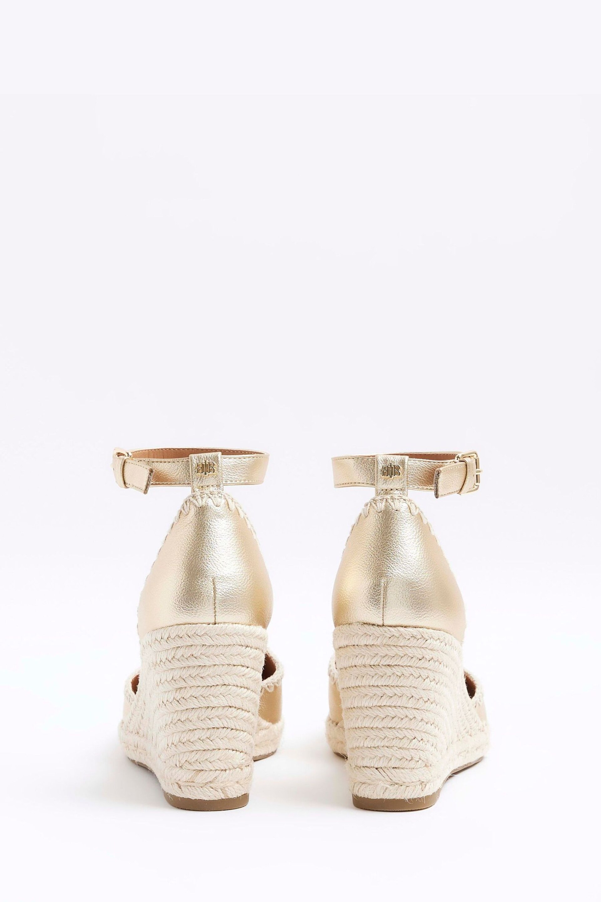 River Island Gold Espadrille Wedge Sandals - Image 5 of 5