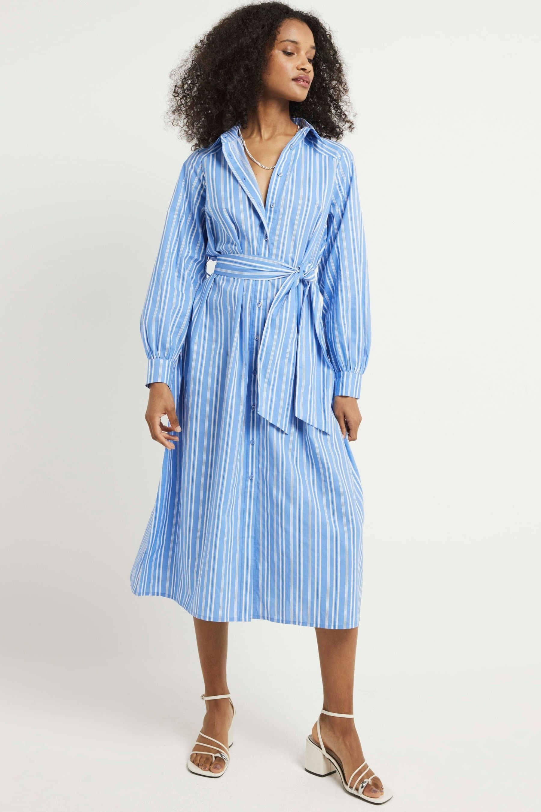 Blue midi shirt dress outlet